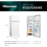 2 Puertas Hisense RT267D4AWE 206L Blanco Frigorífico E - Imagen 9